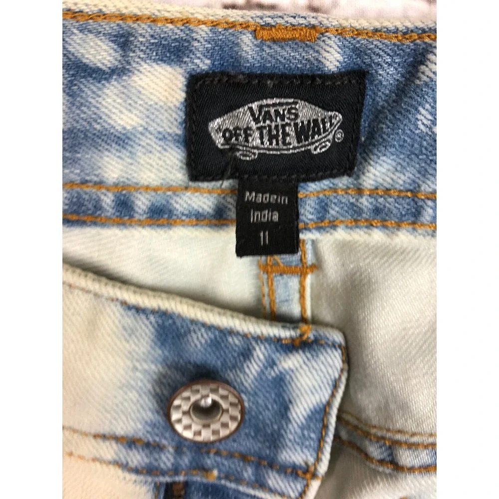 VANS Womens Size 11 Bleached Denim Cutoff Bermuda Shorts Off White Cream
